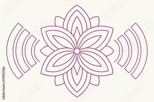 Stylized Flower with Sound Wave Emanations geometric mandala