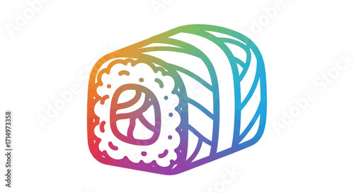 Colorful Rainbow Sushi Roll Illustration.