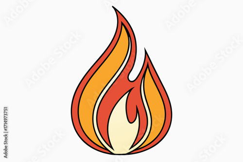 Stylized Flame Icon with Orange, Red, and Yellow Colors fire heat