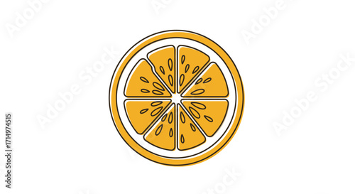 Circular Orange Slice with Detailed Seeds.