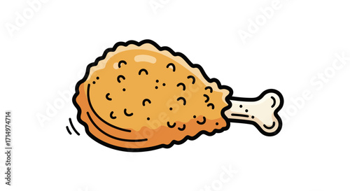 Crispy golden fried chicken drumstick with a bone.