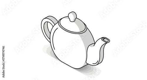 Simple Outline Drawing of a Teapot.