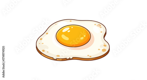 Cartoon Illustration of a Sunny-Side-Up Fried Egg.
