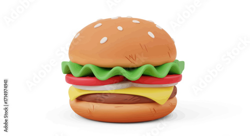 Delicious-looking Cheeseburger with Sesame Seed Bun.