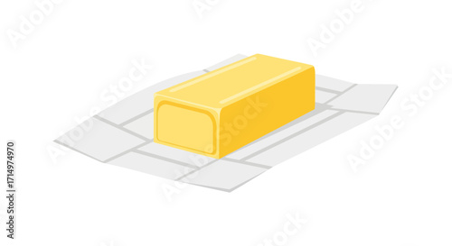 Single Stick of Yellow Butter in Paper Wrapper.