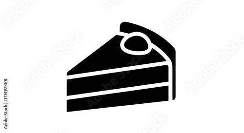 Delicious Black and White Slice of Cake Icon.