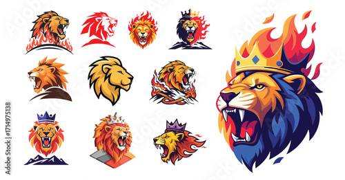Wild roaring lion king head. lion logo, animal logo vector design