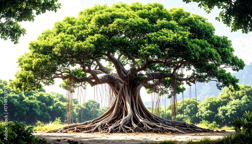 Lush, ancient tree in a natural setting