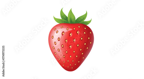 Vibrant Red Strawberry with Green Leaves.