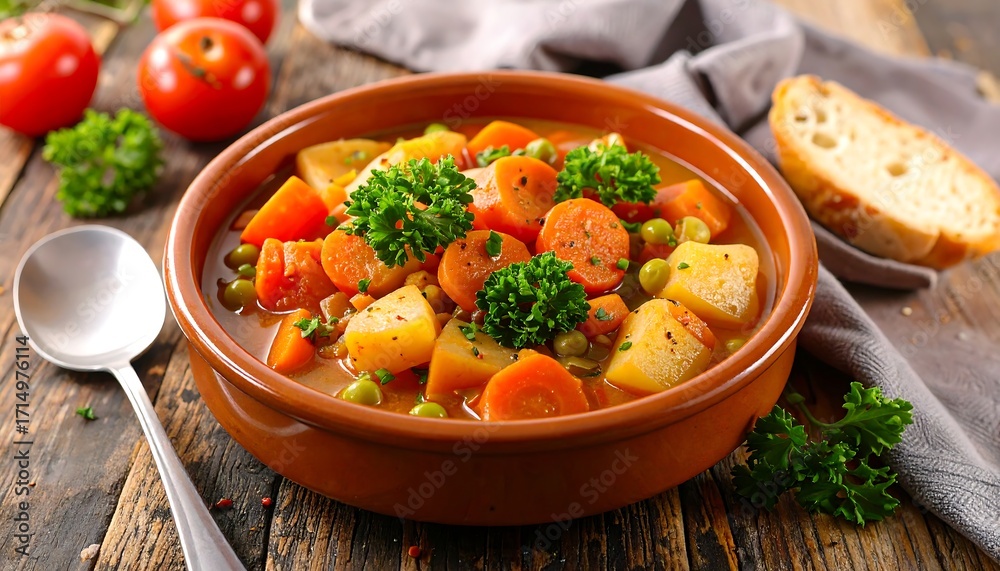 Fototapeta premium Hearty vegetable stew in a bowl