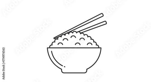 Outline of Rice Bowl with Chopsticks.