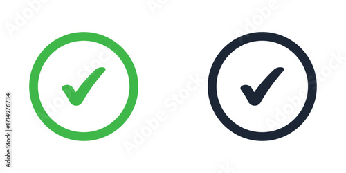yes buttons. Green checkmark symbols. Check mark icons. Right, correct vote choise. Check mark icons . Vector illustration. 
