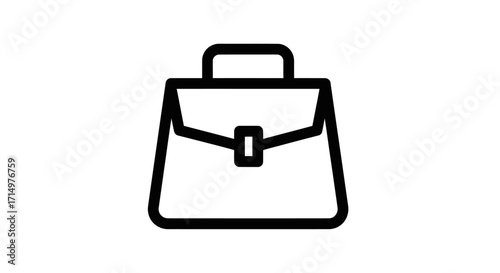 Simple Black and White Line Art Illustration of a Briefcase.