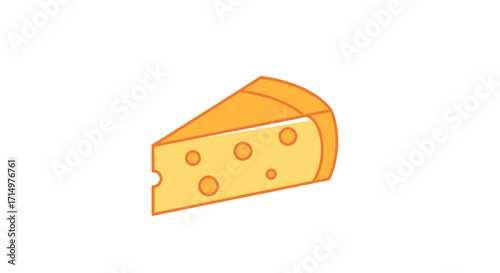 A wedge of yellow cheese with holes depicted in a simple flat illustration style.