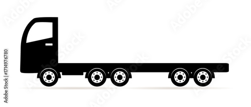 truck with trailer. Silhouette of a truck with a trailer on a white background.