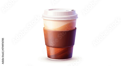 Iced Coffee in Disposable Cup with Sleeve.