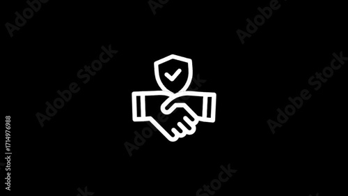 Handshake with a shield icon representing security and agreement.
