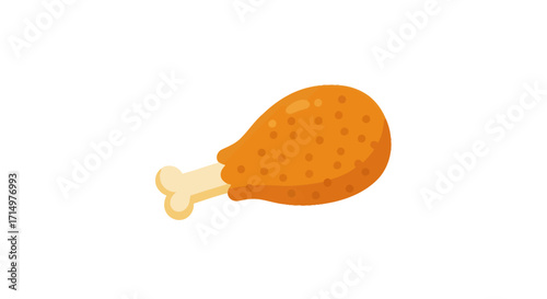 Cartoon Fried Chicken Drumstick with Bone Illustration.