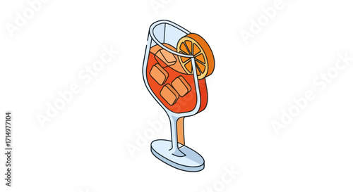 Refreshing Orange Cocktail with Ice and Orange Slice.