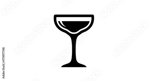 Elegant Black Silhouette of a Cocktail Coupe Glass.