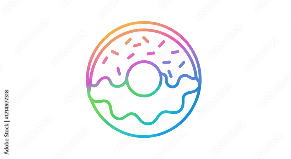 Obraz premium Colorful Outline Donut Icon with Rainbow Gradient and Sprinkles.