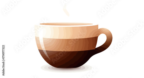 Stylish Coffee Cup with Brown and Beige Tones Steam Rising.