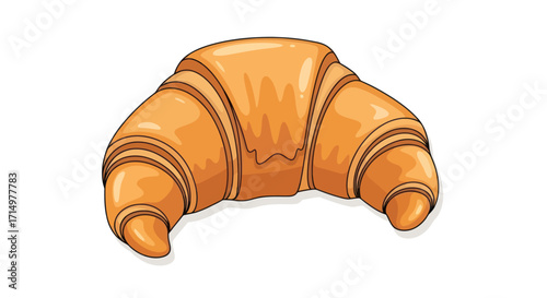 A detailed hand-drawn illustration of a classic golden-brown French croissant pastry.
