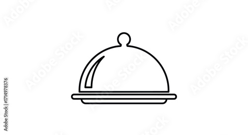Simple Line Art Icon of a Covered Serving Dish.