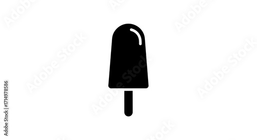 Simple Black Popsicle Icon on a Stick.