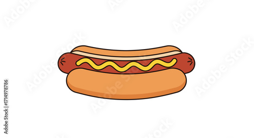 A Classic Hot Dog with Mustard in a Bun.
