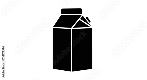 Simple black silhouette icon of a classic milk or juice carton.