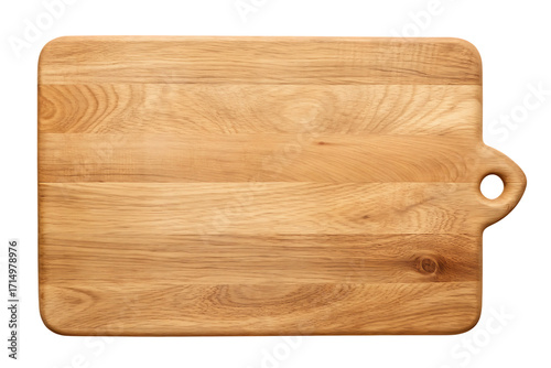 Wooden cutting board with handle isolated on a transparent background