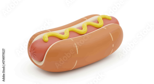 Classic Hot Dog in a Bun with Yellow Mustard.