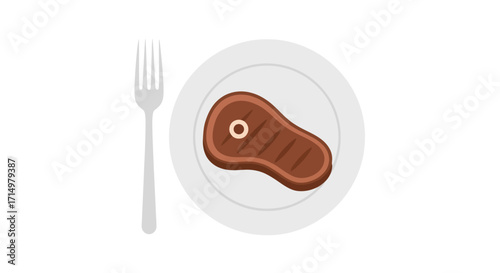 Grilled Steak on Plate with Fork.