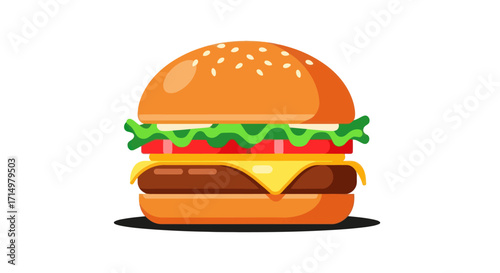 Delicious Double Cheeseburger with Sesame Seed Bun and Fresh Toppings.