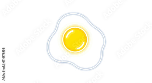 Cartoon Illustration of a Fried Egg with Sunny-Side Up Yolk.
