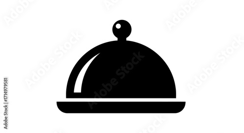 Black Cloche Serving Dish with Rounded Lid and Handle.