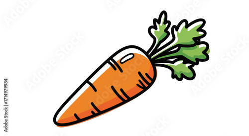 Cartoon Illustration of a Vibrant Orange Carrot.