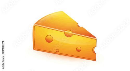 Bright Yellow Cheese Wedge with Distinctive Holes a Classic Dairy Product.