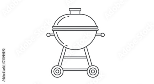 Simple Line Art Illustration of a Charcoal Grill.