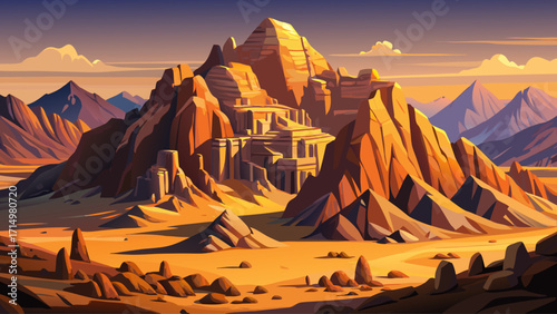 Mount Sinai in Egypt, rugged rocky desert mountain, sacred biblical site, dramatic peaks and warm golden light