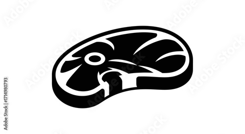 Black and White Graphic Illustration of a Steak Cut.