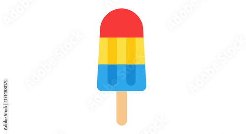 Colorful three-layered popsicle on a stick flat design illustration.
