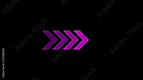 Glowing neon Arrow direction line loop, neon arrow loading icon isolated, rising animation, arrow animation concept.Abstract background - laser show