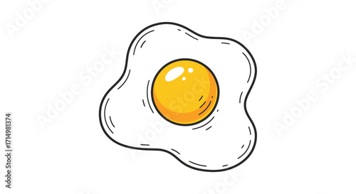 Cartoon Fried Egg with Yolk.