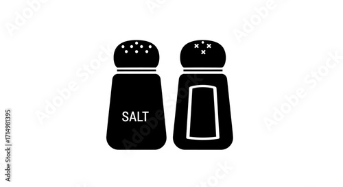 Salt and Pepper Shakers: Black and White Icon Set.