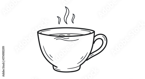 Hand-drawn illustration of a steaming coffee cup.