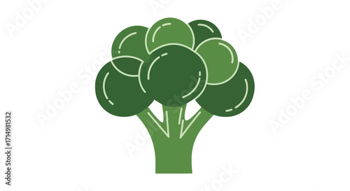 Vibrant Green Broccoli Floret Illustration.