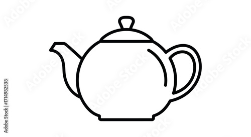 Simple Black Outline Teapot Icon for Hot Beverage Preparation.