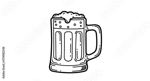 Hand-drawn illustration of a beer mug with foam.